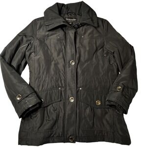 Forecaster of Boston Black Coat Womens Small Zip Up Button Adjustable Jacket